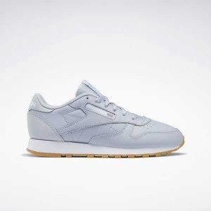 Grey / Grey / White Reebok Classic Leather Shoes | PQSNZWB-17